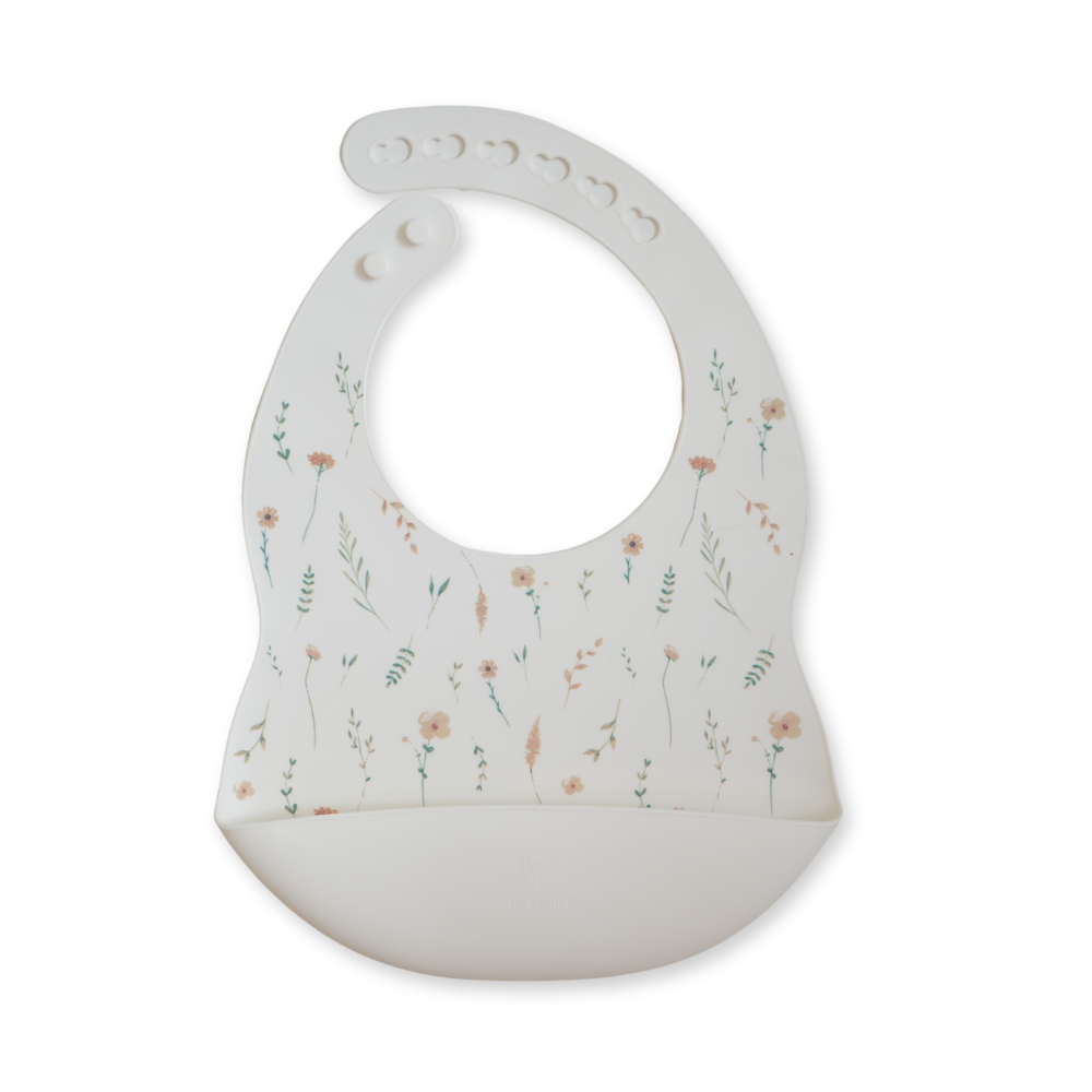Bavoir en silicone pour bébé avec des fleurs