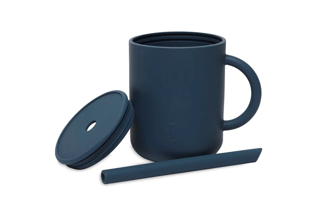 Gobelet Silicone avec paille - Blue jeans Jollein