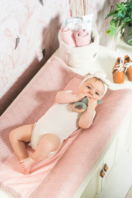 Housse matelas à langer 50x70cm River Knit - Pale Pink Tinours
