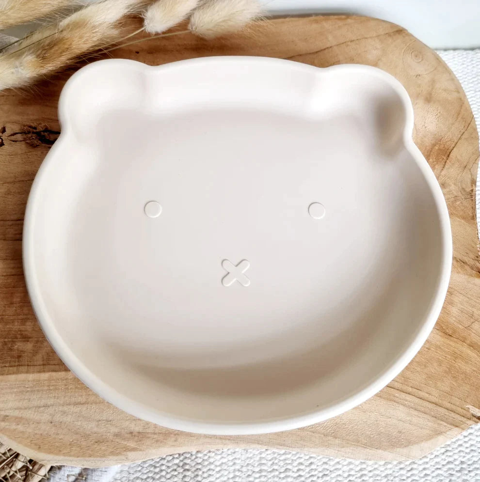 Assiette Silicone Ours - Beige