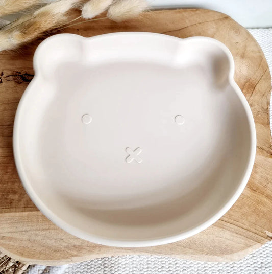 Assiette Silicone Ours - Beige